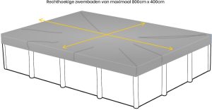 Afdekzeil rechthoekig zwembad 800 x 400cm (zeilmaat 860 x 460)